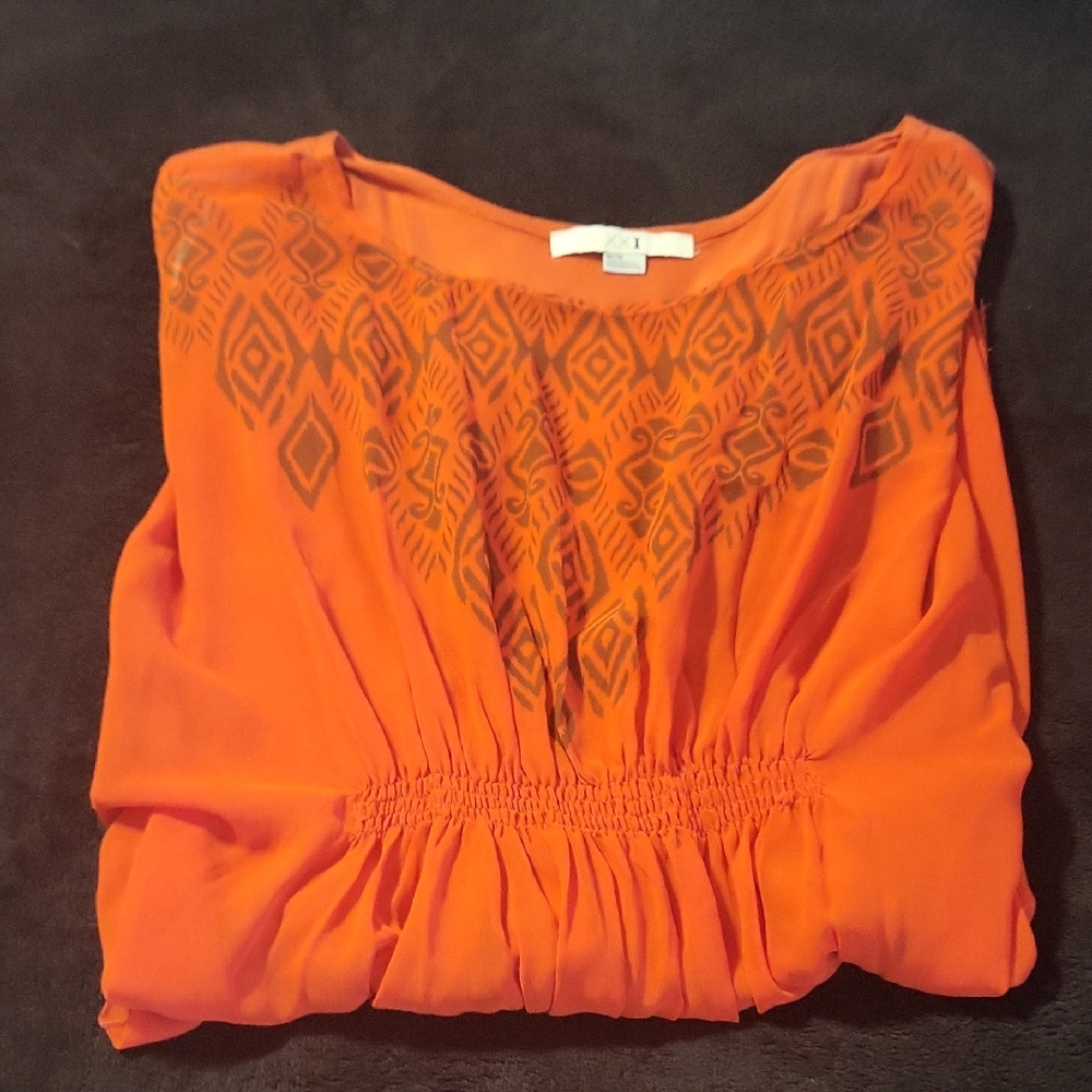 Forever 21 Orange Embellished Tunic Blouse